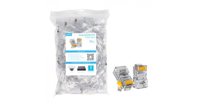 RJ45-3U-6 EVO Коннектор UTP 3U (100 штук в упаковке)