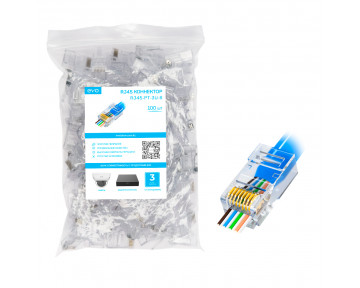 RJ45-PT-3U-6 EVO Коннектор UTP 3U Pass-Through (100 штук в упаковке)