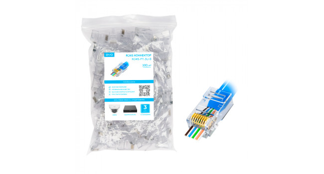 RJ45-PT-3U-6 EVO Коннектор UTP 3U Pass-Through (100 штук в упаковке)